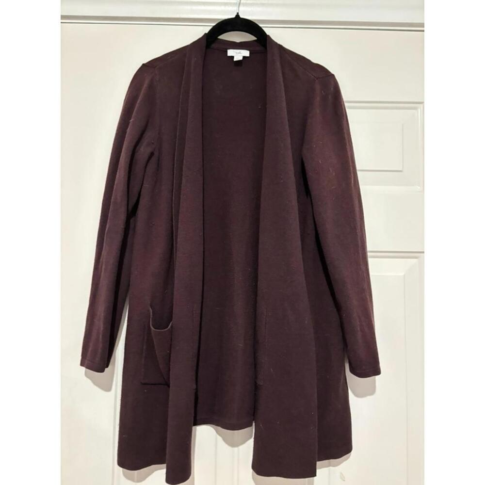 Women's‎ sz M J Jill open front maroon cardigan sweater w/ pockets #1302